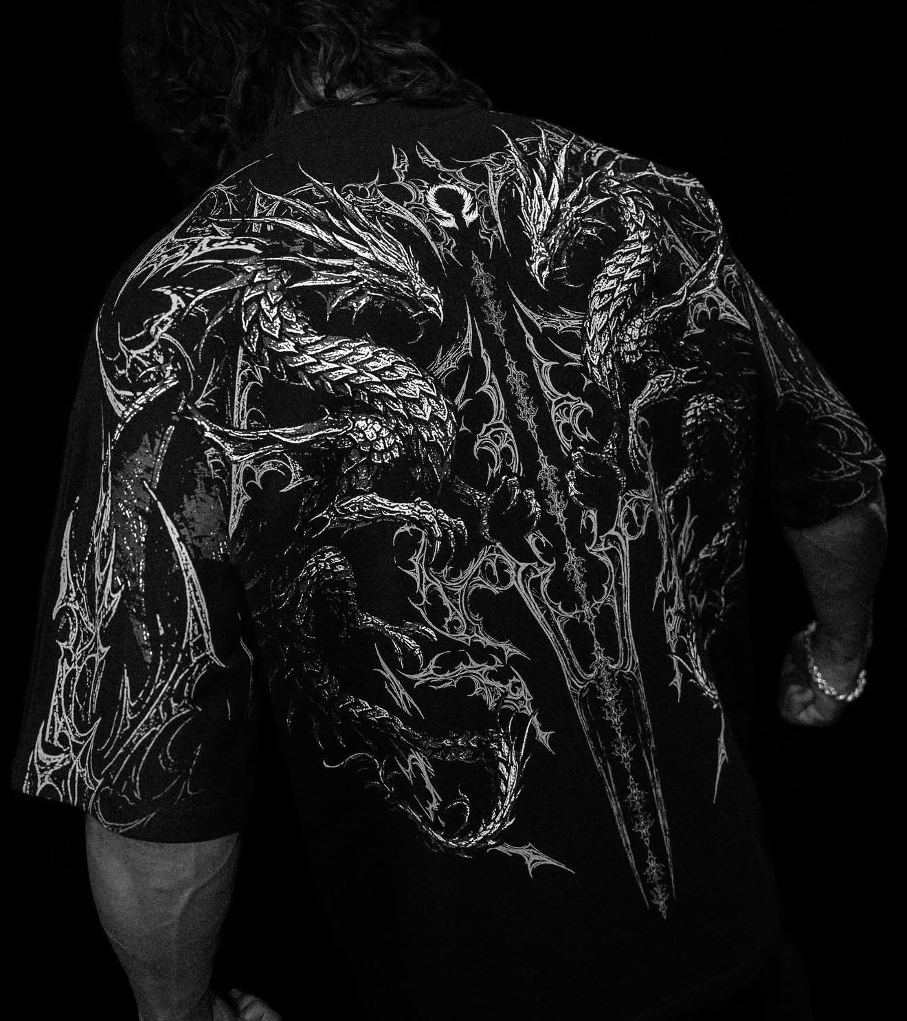 Men's Double Dragon Pattern T- - đánh giá và giá Street Fashion Clothes